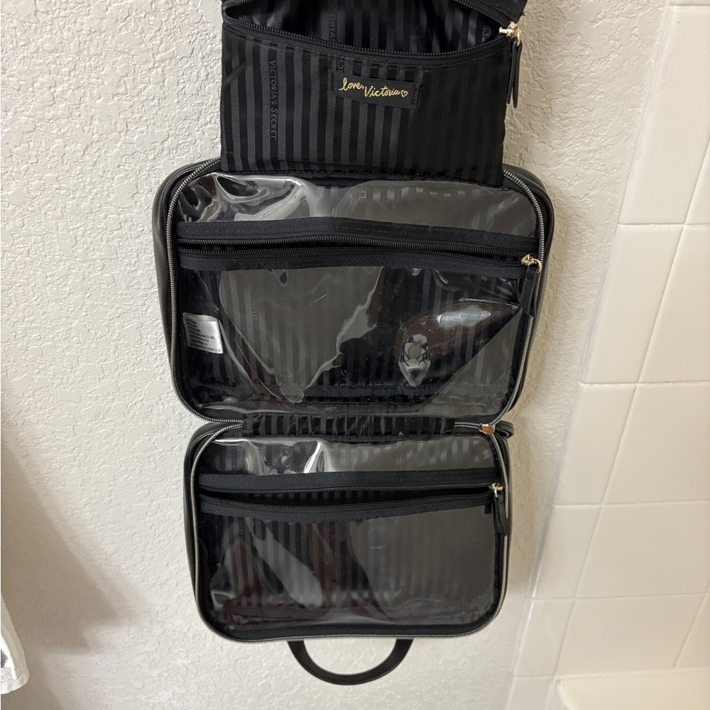 Victoria's Secret Black Cosmetic Organizer with Clear Compartments